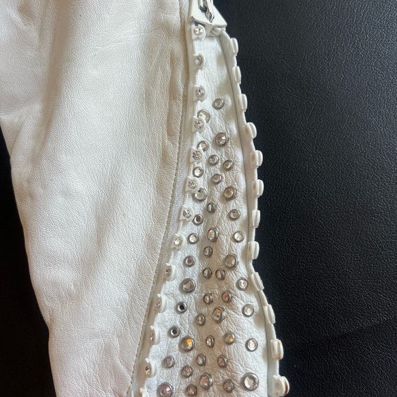 Kippy's Women's Jacket White 100% Leather BLING Size 8 - Picture 6 of 15